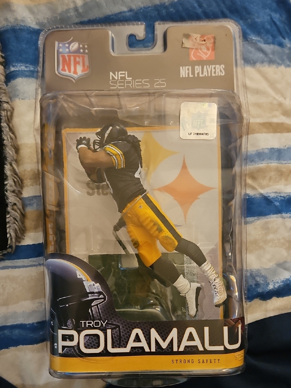 NFL Troy Polamalu Figure in Pittsburgh Steelers Black and Gold